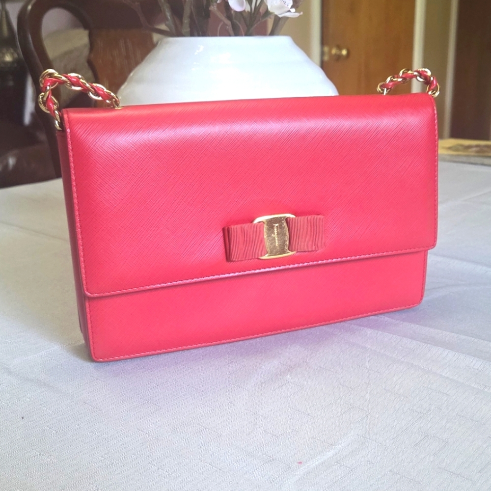 Salvatore Ferragamo Chain Crossbody Bag .